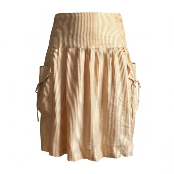WOMENS MULBERRY PEACH LINEN SILK STRIPED SKIRT SIZE 6 - Picture 2 of 11